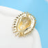 Rhinestones Stubbed Green Crystal Eye Lion Head Golden Brooch Pin Golden...