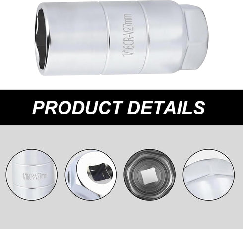 Pack-1 Car Oil Pressure Sensor Socket, 3/8" Actuator 1-1/8" Hex Wrench Fits 1-1/16" Switch, Unicersal Oil Pressure Switch Socket for Quick Removin...