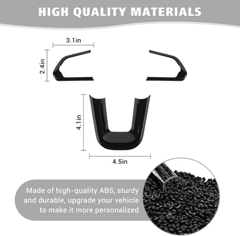 Jimen Compatible with Jeep Compass 2021-2023, 3PCS Steering Wheel Cover Trim Kits (Black)...