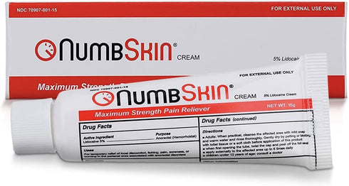 Numbskin Numbing Cream - Maximum Strength Tattoo Numbing Cream - 5% Lidocaine Topical Anesthetic Pain Relief Cream for Painless Tattoo, Piercing, ...