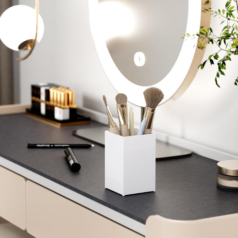 MaxGear White Acrylic Pen Holder 2 Pack Pencil Holder for Desk, Small Pen Cup Pencil Cup Pen Cups for Desk Pen Holders Pencil Holders, Makeup Brus...