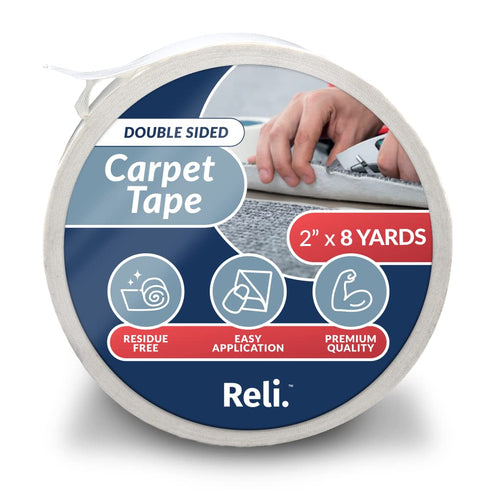 Reli. Carpet Tape | 2" x 8 Yards | Double Sided Carpet Tape for Hardwood Floors | Heavy Duty Keeps Rug in Place| Indoor/Outdoor Rug Tape for Area ...