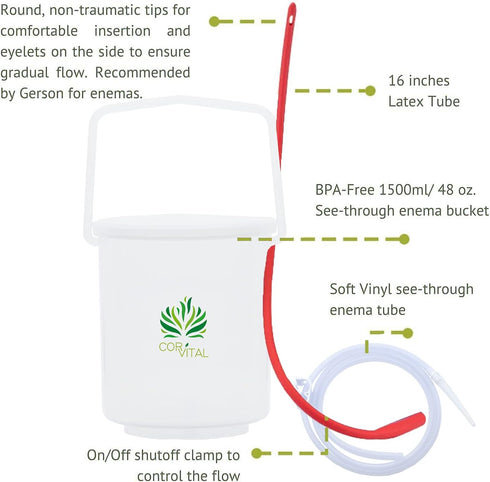 Coffee Enema Kit for Colon Cleansing - Recommended by Gerson Home Enema Kit - Enema Bucket Kit with Red Tube - Colon Detox Organic Coffee Enema - ...