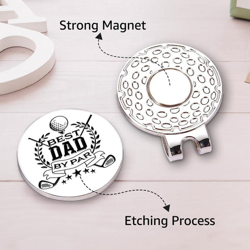 Best Dad by Par Golf Ball Marker with Magnetic Hat Clip, Funny Golf Accessories and Golf Gifts for Men Dad Grandpa, Birthday for Golf Fan Golfer G...
