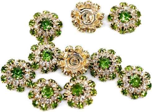 10 pcs Fancy Green Mix Color Rhinestones Sewing Metal Shank Buttons for Coats -22mm -8/9"...