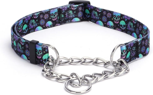 Martingale Dog Collar with Stainless Steel Chain - Limited Chain Cinch Training Collar for No Pull Training Dog - Flower Multicolor Cute Patterns ...