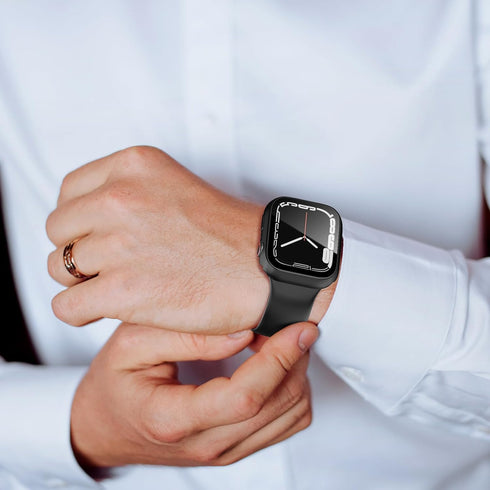 Compatible with Apple Watch Waterproof Case 45mm Series 9/8/7 with Tempered Glass Screen Protector, Full Coverage Bumper Cover for iWatch Case 45m...