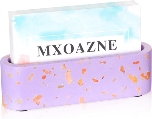 Business Card Holder for Desk, Terrazzo Business Card Display, Minimalist Modern Office Desk Card Organizer, Concrete Business Card Stands for Wom...