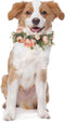 Dog Wedding Flower Collar Dog Pink Floral Attire Wreath Bow for Female Pets Cats Dog Valentine's Day Party Photo Props(Pink, Fresh, Large)...