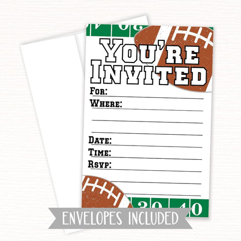 Football Party Invitations (20 Count) With Envelopes...