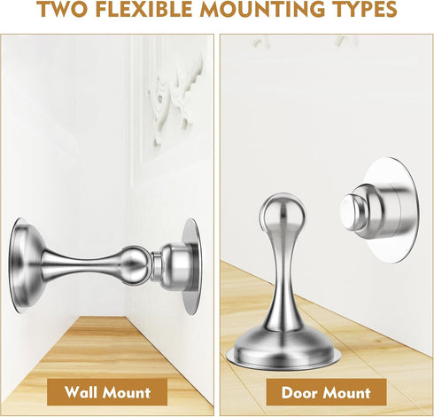 Magnetic Door Stopper Door Catch - 2 Pack Stainless Steel Heavy Duty Door Holder Stops for Bottom Top of Door - Wall Floor Mounting No Drill 3M Ad...
