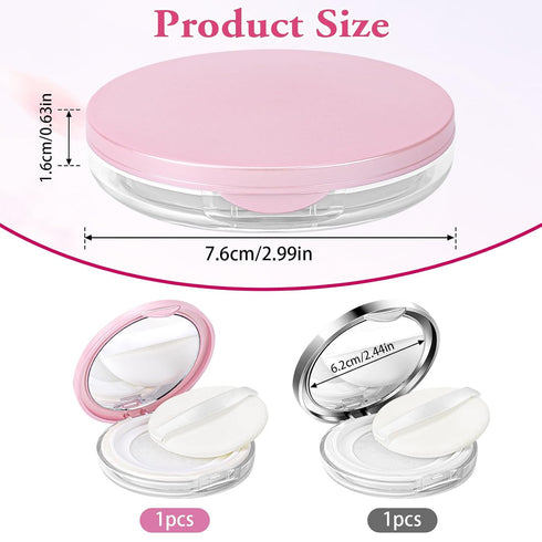 2 Pcs Loose Powder Container with Puff 0.17/0.7 oz Refillable Empty Powder Compact Makeup Powder Travel Container Case Portable Powder Puff and Co...