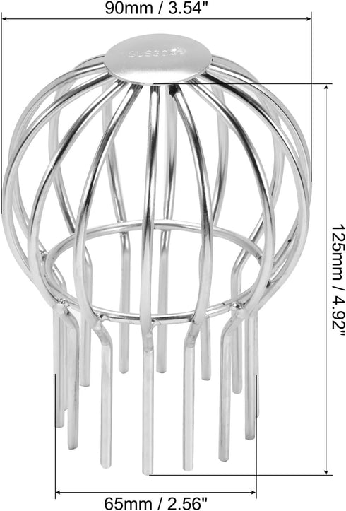 uxcell 1Pcs Gutter Guard, 4 Inch 304 Stainless Steel Down Pipe Gutter Balloon Guard Filter Strainer for Leaves Roof Screen...