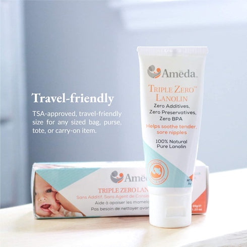 Ameda Triple Zero Lanolin Nipple Cream for Breastfeeding Pain | All Natural Lanolin Nipple Balm | Single Ingredient Pure Lanolin Cream | Breast Fe...