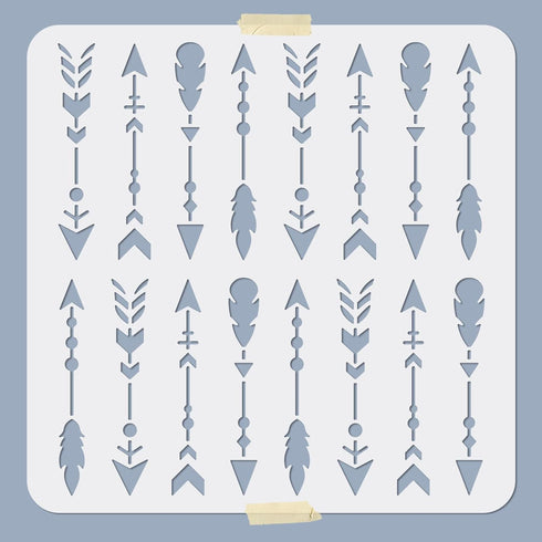 16 Arrows Stencil Feather Arrow Stencil Directional Arrow Sign 11.8×11.8inch Reusable DIY Arrows Template for Farmhouse Furniture Wood Sign Walls ...