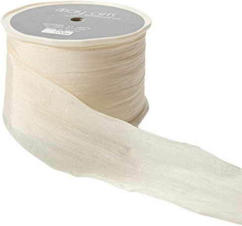 May Arts Ivory 1" Solid Wrinkled Ribbon, 50 yd...