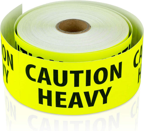 300 Caution Heavy Stickers - 2 x 4 Inches Heavy Caution Sticker for Shipping Moving Handling Heavy Alert Warning Labels, Fluorescent Neon Yellow -...