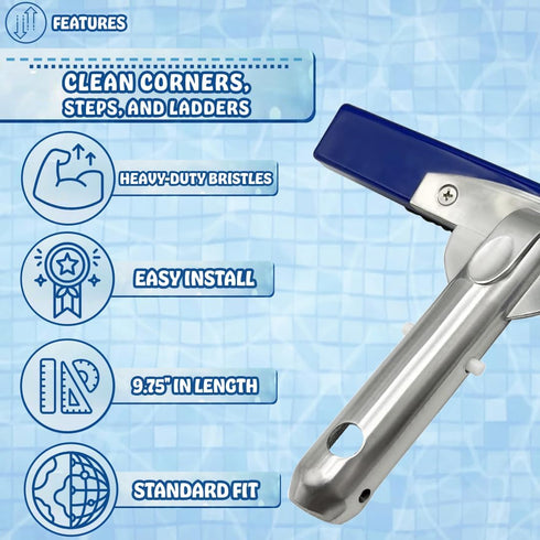 Poolzilla Medium Hard Bristle Brush for Gunite and Concrete Pools, Not for Vinyl Use, Clean Walls and Tiles...