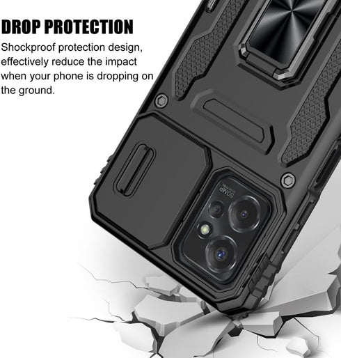 for Moto G 5G 2023 Case, Shockproof Phone Case & Sliding Camera Cover & Ring Holder Kickstand with Screen Protector for Motorola Moto G 5G 2023 (6...