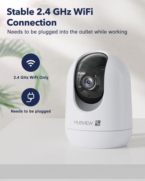 Indoor Security Camera 2K, Pet Camera with Phone App, WiFi Cameras for Home Security Camera for Dog/ Baby Monitor/Elder Pan Tilt, 2.4G, 24/7, 2-Wa...