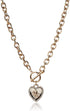 GUESS Womens Pave Framed Heart Toggle Necklace with 4 G Logo Silver/Gold/Crystal One Size...