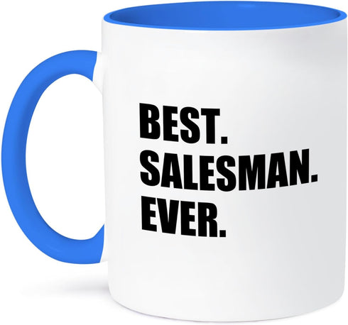 3dRose mug_185017_6 Best Salesman Ever, fun gift for great salesmen, job appreciation - Two Tone Blue Mug, 11oz...