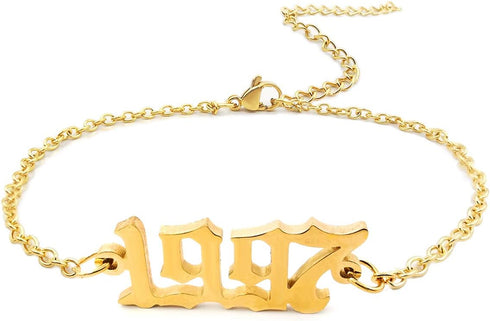 CSIYANJRY99 Birth Year Ankle Bracelets for Women,14K Gold Plated Birth Year Number Anklets Adjustable Chain Beach Foot Ankle Bracelets for Women B...