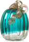 Glitzhome Hand Blown Crackle Glass Pumpkin Elegant Table Accent for Fall Harvest & Thanksgiving Decorating Turquoise 5.52 Inch...