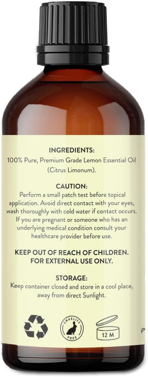 Avatra Lemon Essential Oil for Skin & Aromatherapy | Natural & Undiluted Essential Oil for Diffuser, Household Cleaning | Therapeutic Grade Essent...
