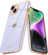 Teageo for iPhone 14 Case for Women Girl Cute Love Heart Luxury Electroplate Soft Back Cover Raised Camera Protection Bumper Silicone Shockproof P...