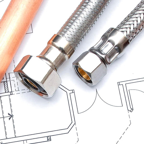 Highcraft Faucet Hose Connector 8" Length, 1/2" IPS X 3/8" Comp FIP Flexible Braided Stainless Steel Supply Line, Bathroom Kitchen Sink Extension ...