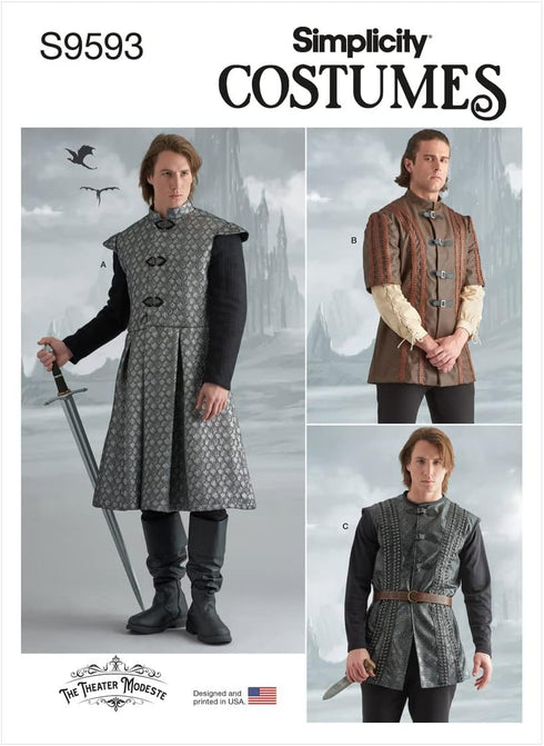 Simplicity Sewing Pattern S9593 AA Men's Coat, Jacket and Vest Costume, Size 38-44...