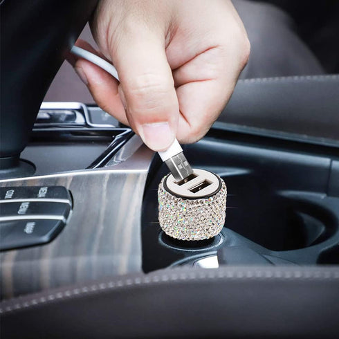 Dual USB Car Charger, 5V/2.4A Bling Car Charger, Fast Charge Dual Port USB Car Adapter, Compatible with All Chargers...