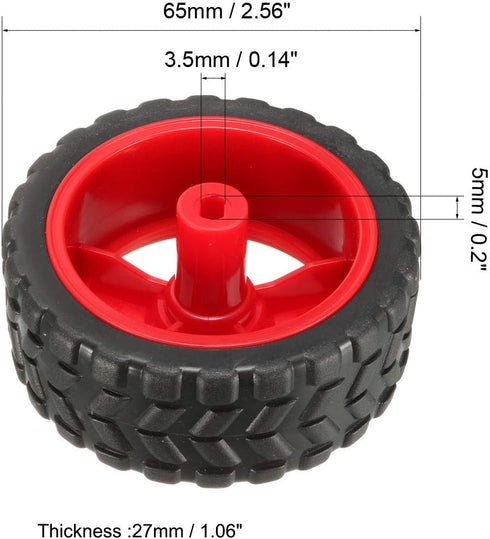 uxcell 65mm Rubber RC Wheel Tires DIY Model Robots 2pcs, Red and Black...