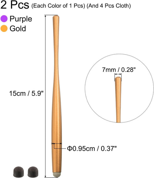 MECCANIXITY 2pcs Stylus Pens for Touch Screens Slim Universal Capacitive Stylus Pen for All Capacitive Touch Screen Device with 4 Fiber Fine Tips,...
