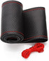 Genuine Leather Auto Car Steering Wheel Cover Stitch On Wrap,Anti Slip Universal 15 Inch,Balck and Red...