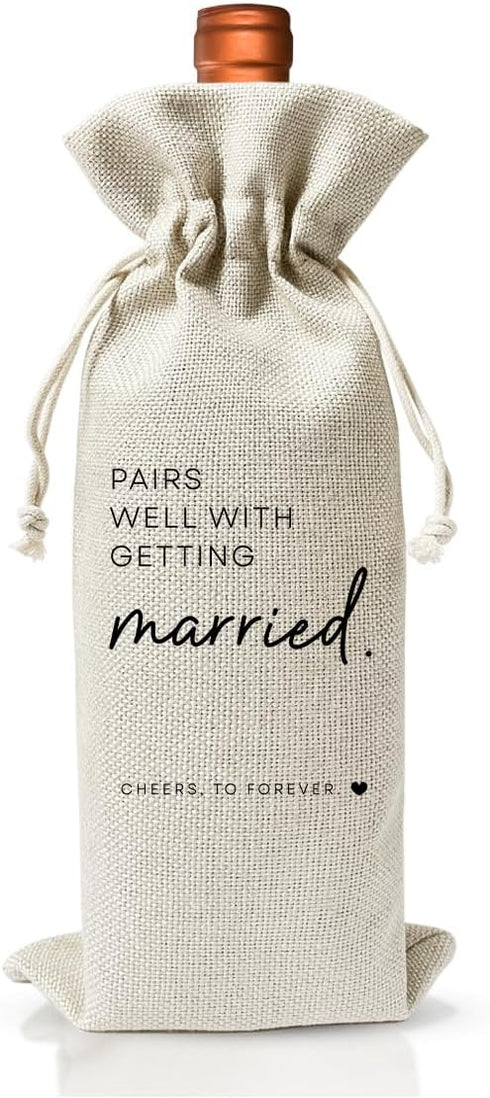 Wedding Or Engagement Gift Wine Bag For Couple Bride Groom Her Him Women, Wedding Or Engagement Party Decorations Favors, New Bride Gift Idea, Par...