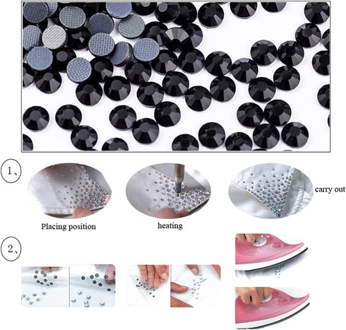 Briskbloom 2880PCS SS10 2.8MM Flatback Hotfix Rhinestones, Hotfix Crystals for Crafts Clothes Shoes, Round Glass Gemstones (Jet Black)...