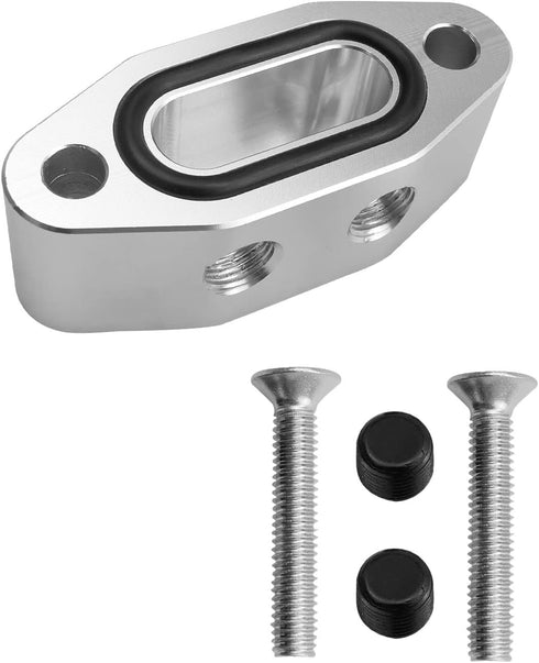 LS Oil Port Adapter 90 Degree 1/8" NPT LS Twin Turbo Oil Feed Line Adapter Oil Port Supply Adapter Plate...