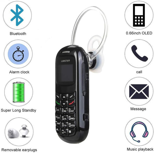 Mini Small Mobil Cell Phone L8star BM70 Bluetooth Handset 0.66 inch Unlocked Bluetooth Earphone Dialer Support SIM Card(Black)...