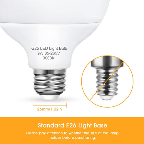 Vanity Light Bulbs for Bathroom, G25 LED Globe Light Bulb 100 Watt Equivalent, 3000K Warm White LED Bulbs E26 Medium Base for Mirror Makeup Chande...