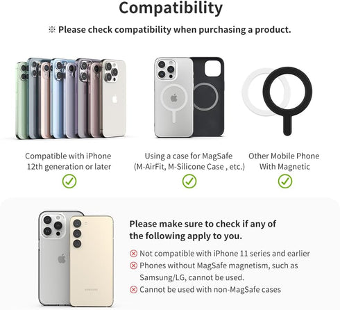 Sinjimoru Magnetic Card Wallet, Premium Vegan Leather Phone Wallet for MagSafe 3-Card Holder Compatible with iPhone 15 Plus Pro Max 14 13 12 Serie...