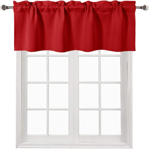 DWCN Red Christmas Valance for Windows Rod Pocket Blackout Window Valance Curtains for Kitchen Bedroom 52 x 18 inch Long,1 Panel...