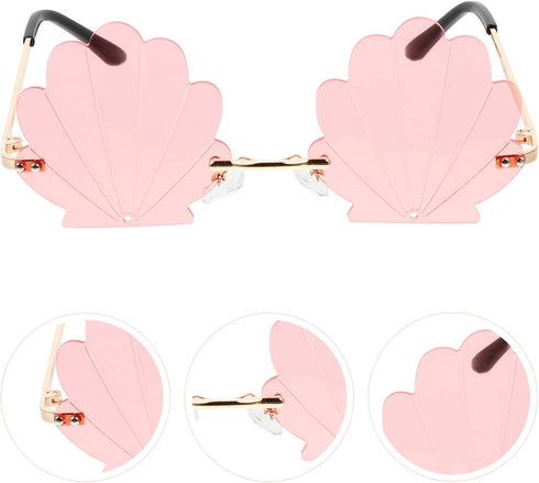 STOBOK Rimless Sunglasses, Seashell Shape Sunglasses Metal Sunglasses Fashion Sunglasses for Photo Props, Party (Yellow)...