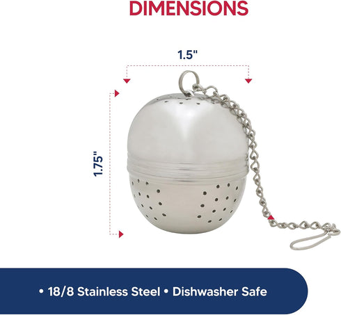 HIC Loose Tea Leaf Tea Strainer and Herbal Infuser, 18/8 Stainless Steel, Pierced Tea Ball, 1.75-Inch...