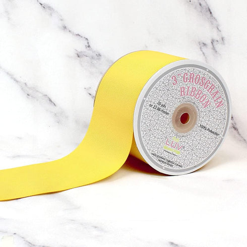 Creative Ideas GRO3000-640, 3" Inch Solid Grosgrain Ribbon, 25 Yards, Canary Yellow, 25 yd...
