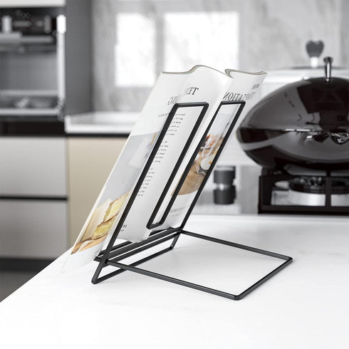 Cookbook Stand Holder for Kitchen Counter,Recipe Book Stand for Reading Hands Free(Black)...