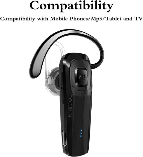 Bluetooth Headset, M26 Bluetooth Earpiece Handsfree V5.0 Wireless Headphone with Noise Cancelling and Microphone Compatible for Android iPhone Cel...