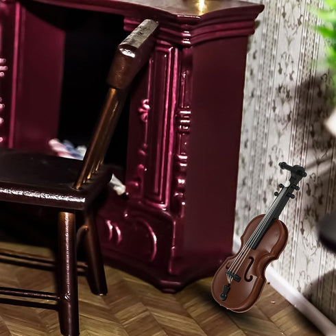 8Pcs 1: 12 Dollhouse Violin Miniature Mini Musical Instrument Collection Mini Figurine Ornaments for Doll House Musical Room...