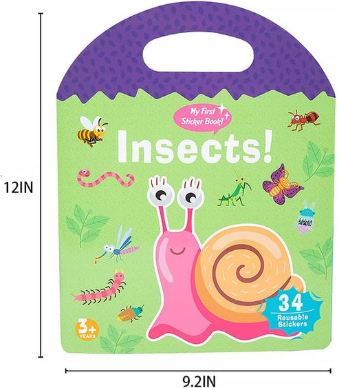 Sticker Books for Kids 3-4, Reusable Sticker Book, Quiet Busy Book, Montessori Preschool Learning Activities Educational Travel Toys Gift, Insect ...